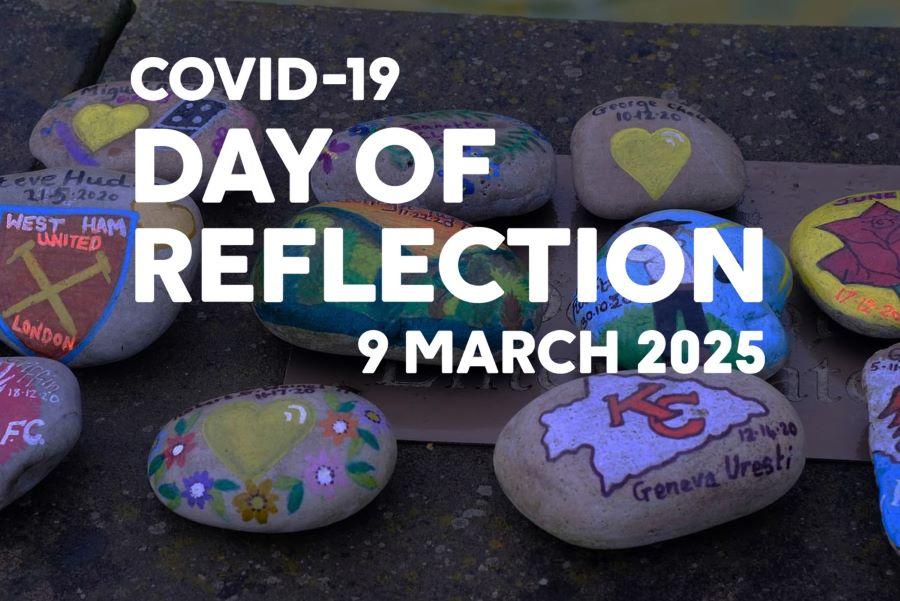 Day of covid reflection, stones with designs on